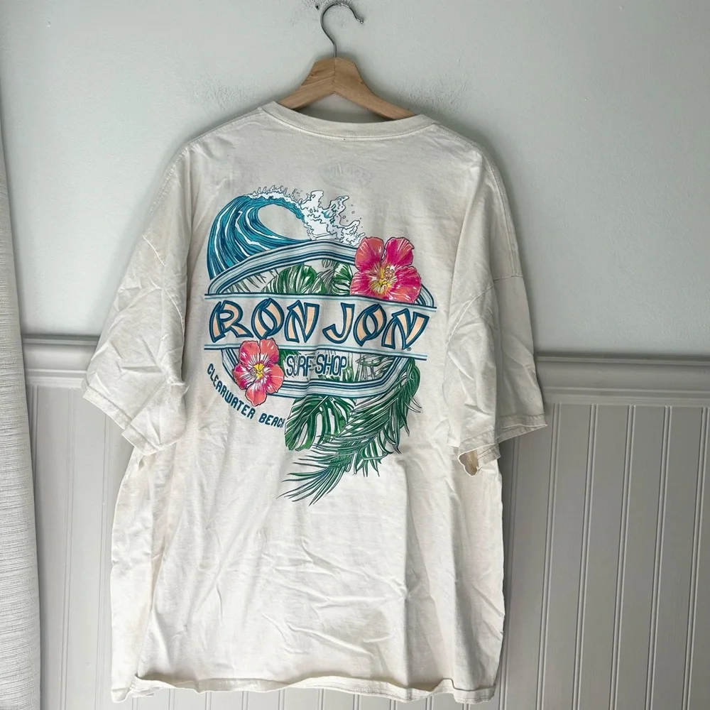 Y2K Ron Jon Surf Shop 3XL Cream Graphic Cotton Tee - Picture 1 of 4
